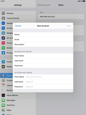 Press Host Name and key in the name of your email provider's outgoing server. Please note that if you can't send email messages when using your email provider's outgoing server, key in smtp.vodafone.net.au (Vodafone's outgoing server).