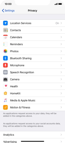 Press Location Services.