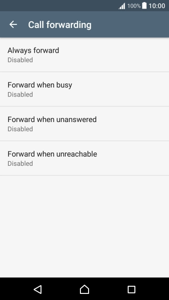 Press the required divert type. Press the required divert type.