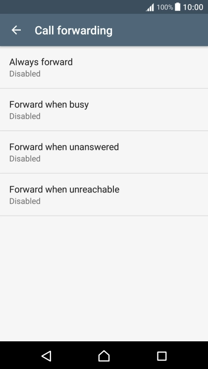 Press the required divert type. Press the required divert type.