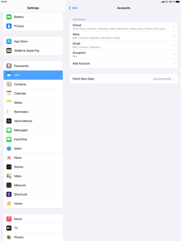 Press the required account.