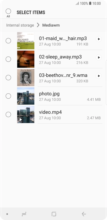 Press the required file. Press the required file.