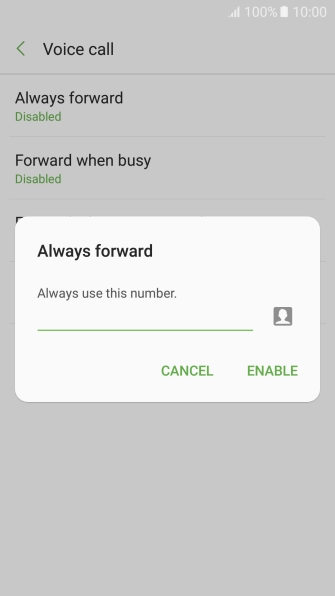 Key in +61414121121 and press ENABLE.