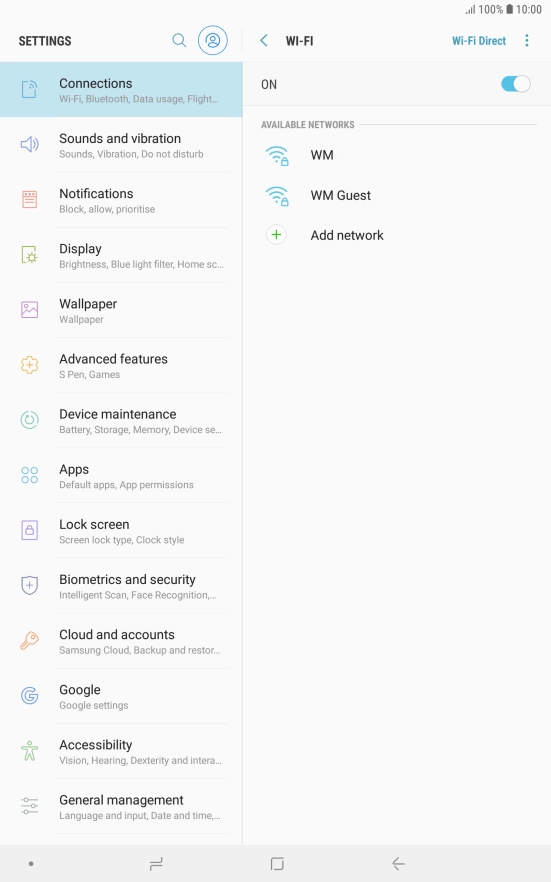 Press the required Wi-Fi network.