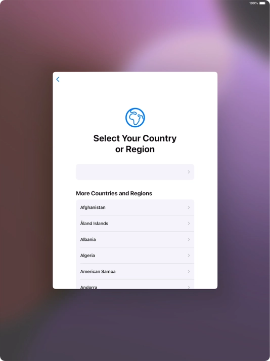 Press the required country or area.