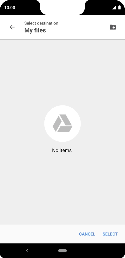 To create a new folder, press the new folder icon and follow the instructions on the screen to create a new folder.