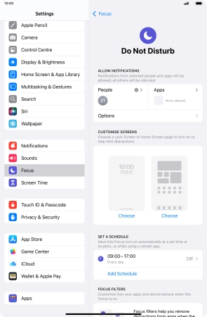 Press People and follow the instructions on the screen to select which contacts you would like to receive calls and notifications from when Do Not Disturb is turned on.