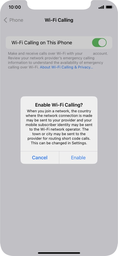 If you turn on the function, press Enable.