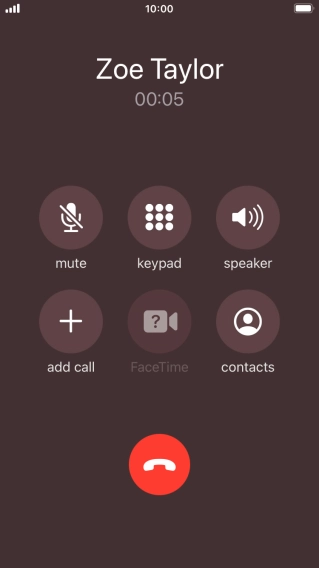 Press the end call icon to end the call.