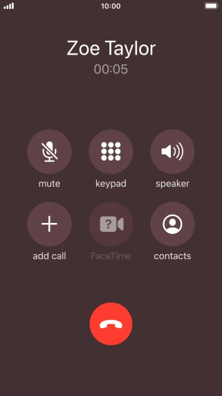 Press the end call icon to end the call.