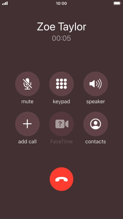 Press the end call icon to end the call.