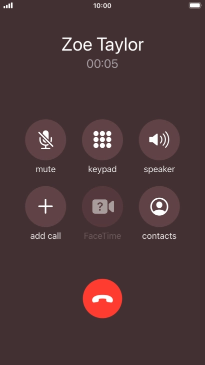 Press the end call icon to end the call. Press the end call icon to end the call.