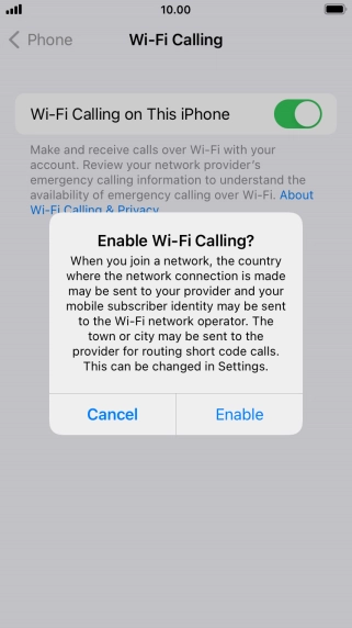 If you turn on the function, press Enable.