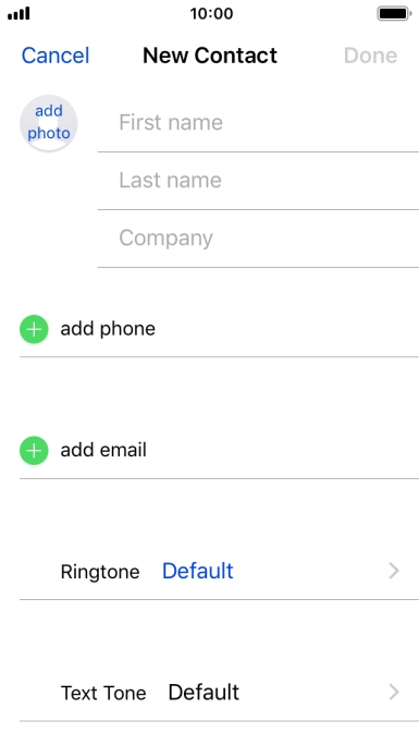 Press First name and key in the first name.