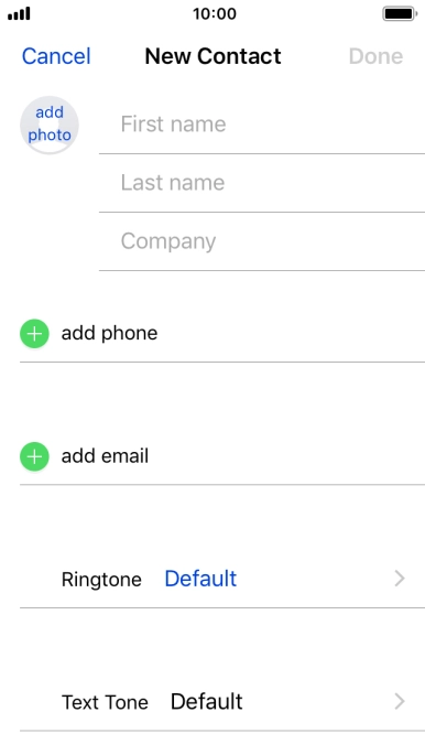 Press First name and key in the first name.