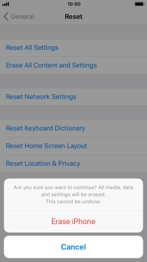 Press Erase iPhone. Wait a moment while the factory default settings are restored. Follow the instructions on the screen to set up your phone and prepare it for use.