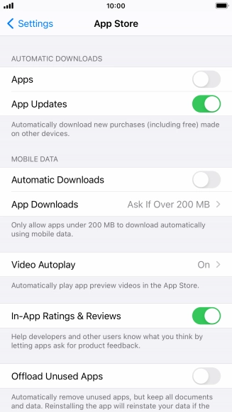 Press the indicators next to the required content types to turn the function on or off.