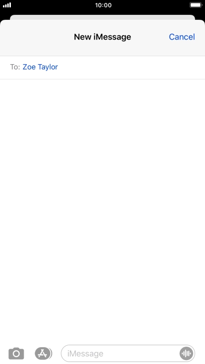 If the recipient can receive iMessages, iMessage is displayed in the text input field.