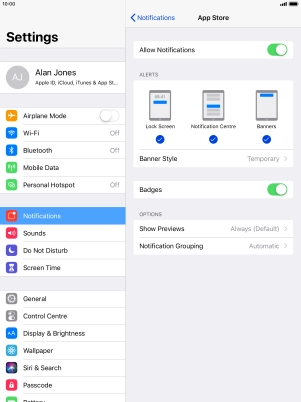 Press the indicator next to 