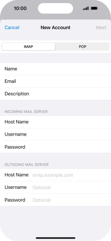 Press Host Name and key in the name of your email provider's outgoing server. Please note that if you can't send email messages when using your email provider's outgoing server, key in smtp.vodafone.net.au (Vodafone's outgoing server).