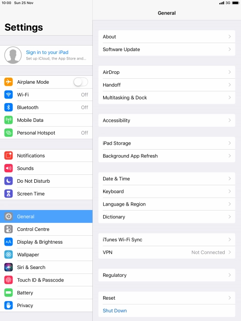 Press Sign in to your iPad.