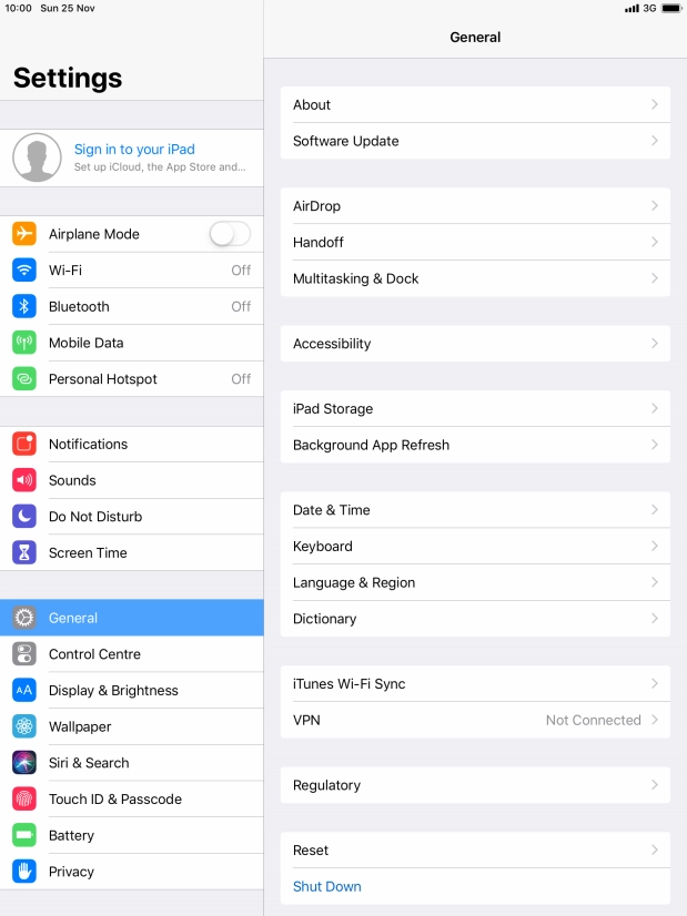 Press Sign in to your iPad.
