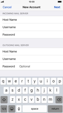 Press Password and key in the password for your email account. Please note that if you're using Vodafone's outgoing server, leave the password field empty.