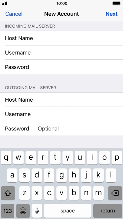 Press Password and key in the password for your email account. Please note that if you're using Vodafone's outgoing server, leave the password field empty.