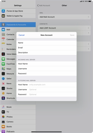 Press Host Name and key in the name of your email provider's outgoing server. Please note that if you can't send email messages when using your email provider's outgoing server, key in smtp.vodafone.net.au (Vodafone's outgoing server).