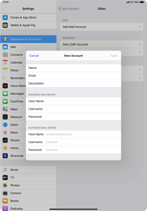 Press Host Name and key in the name of your email provider's outgoing server. Please note that if you can't send email messages when using your email provider's outgoing server, key in smtp.vodafone.net.au (Vodafone's outgoing server).