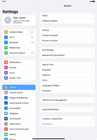 Press Transfer or Reset iPad.