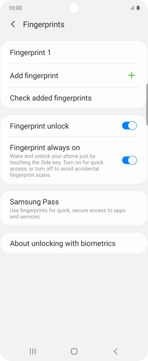 Press the indicators next to the required settings to turn them on or off.
