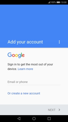 If you don't have a Google account, press Or create a new account and follow the instructions on the screen to create an account.