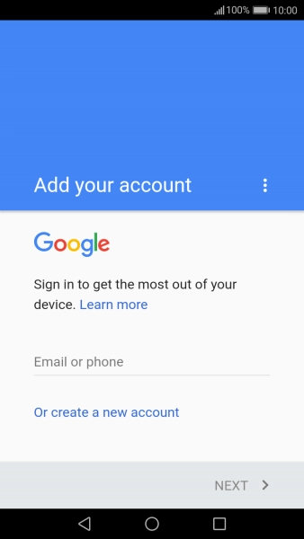 If you don't have a Google account, press Or create a new account and follow the instructions on the screen to create an account.