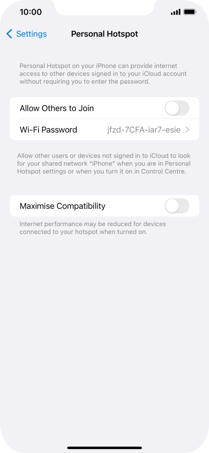 Press Wi-Fi Password and key in the required password.