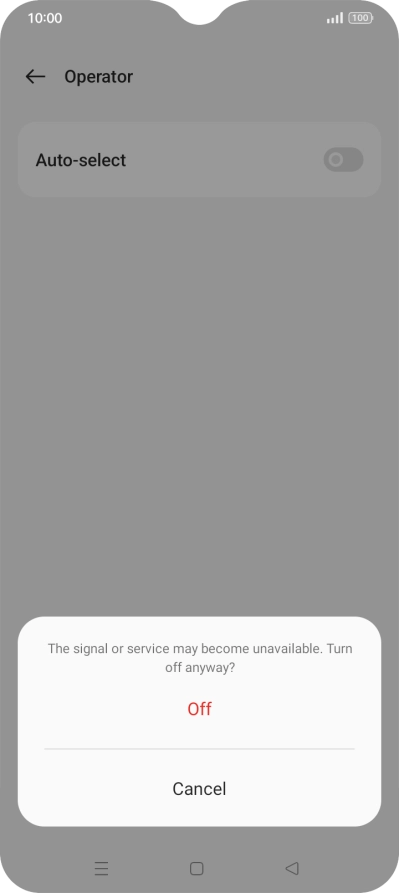 Press Off to turn off the function and wait while your phone searches for networks.