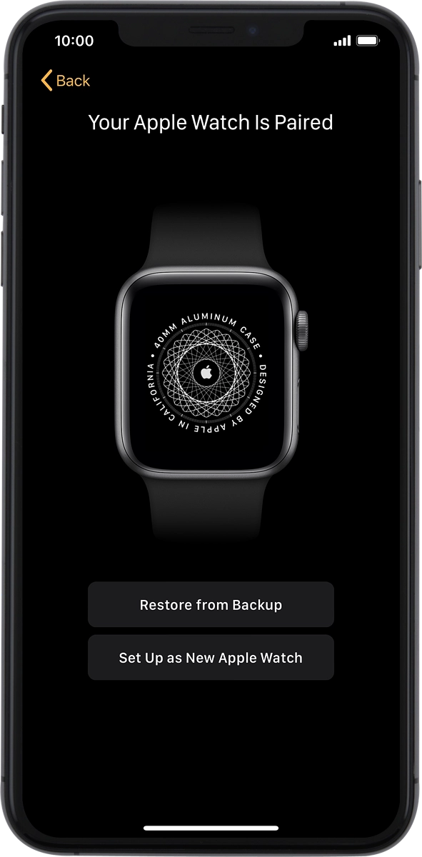On your phone: When this screen is displayed, your Apple Watch is connected to your phone.