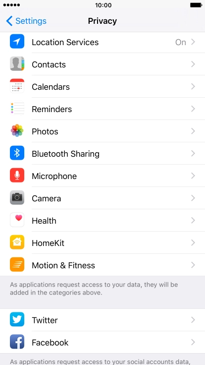 Press Location Services.