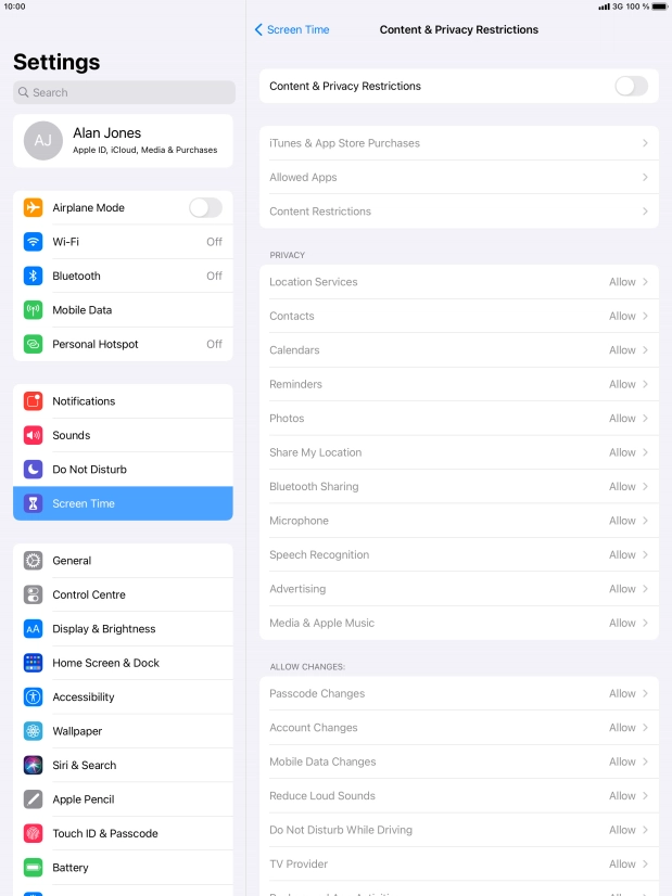 Press the indicator next to 