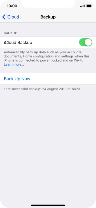Press Back Up Now and wait while the phone memory is backed up.