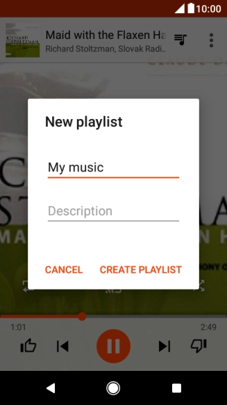 Key in a name for the playlist and press CREATE PLAYLIST.