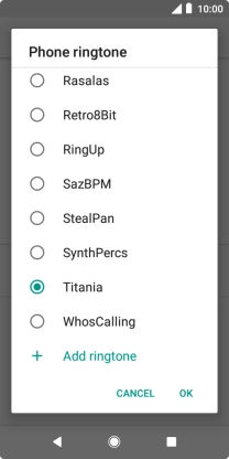 Press Add ringtone and go to the required ring tone.