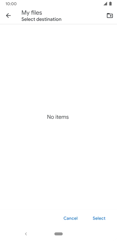 To create a new folder, press the new folder icon and follow the instructions on the screen to create a new folder.