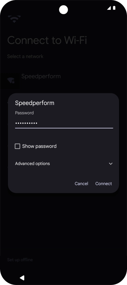 Key in the password for the Wi-Fi network and press Connect.