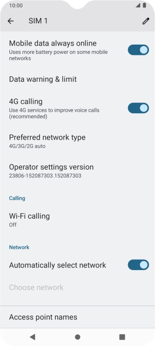 Press Preferred network type.