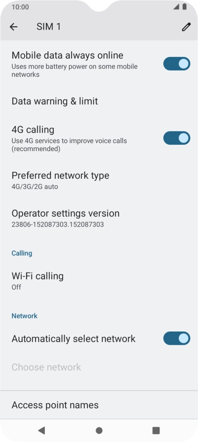 Press Preferred network type.