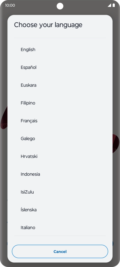 Press the required language.