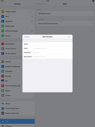 Press Email and key in the required sender name.