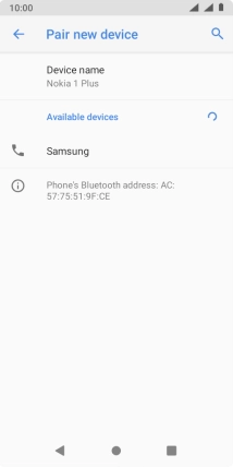 Press the required Bluetooth device and follow the instructions on the screen to pair the device with your phone.