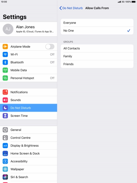 Press the required setting to select which contacts can call you even though Do Not Disturb is turned on. Press the required setting to select which contacts can call you even though Do Not Disturb is turned on.